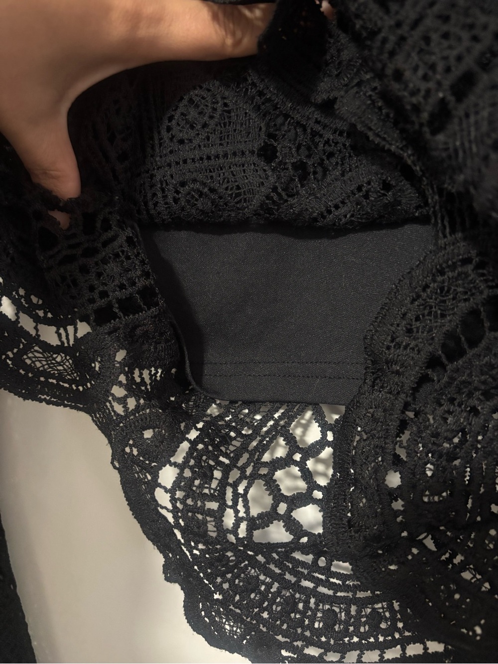 Windsor Black Crochet Lace High-Neck Long-Sleeve Top - Picture 6 of 7